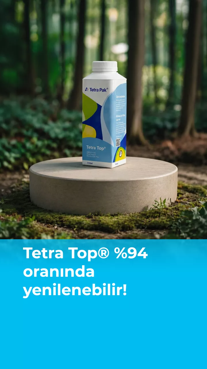 Tetra Top® ambalajının %94 oranında yenilenebilir olduğunu anlatan story